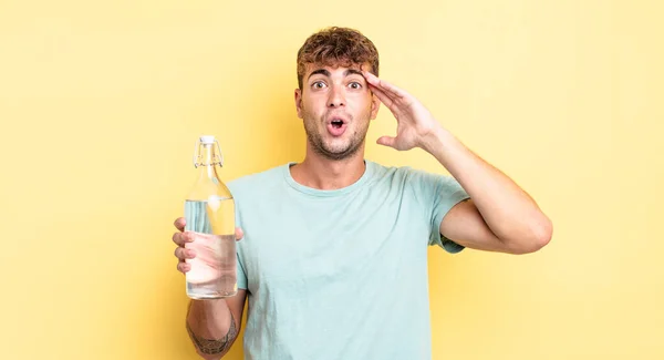 Young Handsome Man Looking Happy Astonished Surprised Water Concept — Stock Photo, Image