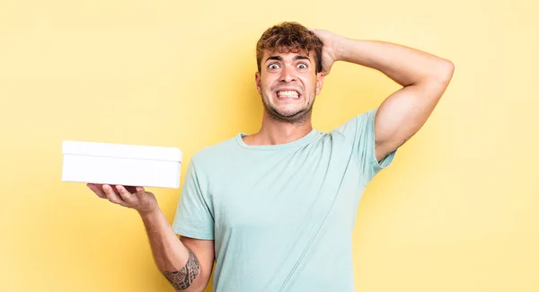 Ung Stilig Man Känner Sig Stressad Orolig Eller Rädd Med — Stockfoto