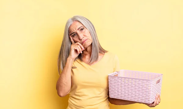 Middle Age Pretty Woman Feeling Bored Frustrated Sleepy Tiresome Empty — Stock Photo, Image