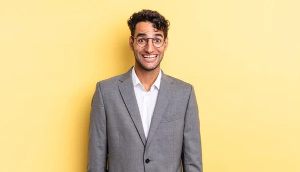 Hispanic Handsome Man Looking Happy Pleasantly Surprised Business Concept — Stock Photo, Image