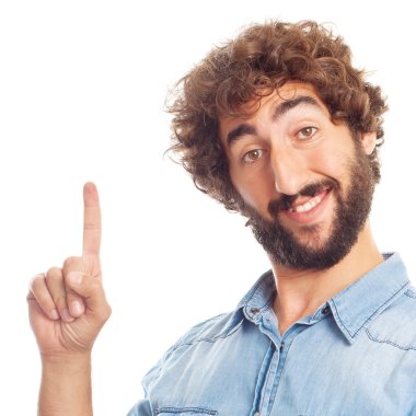 Genç deli adam yukarı dönük