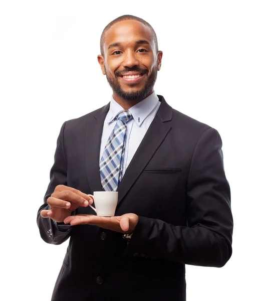 Joven fresco negro hombre teniendo un café — Foto de Stock