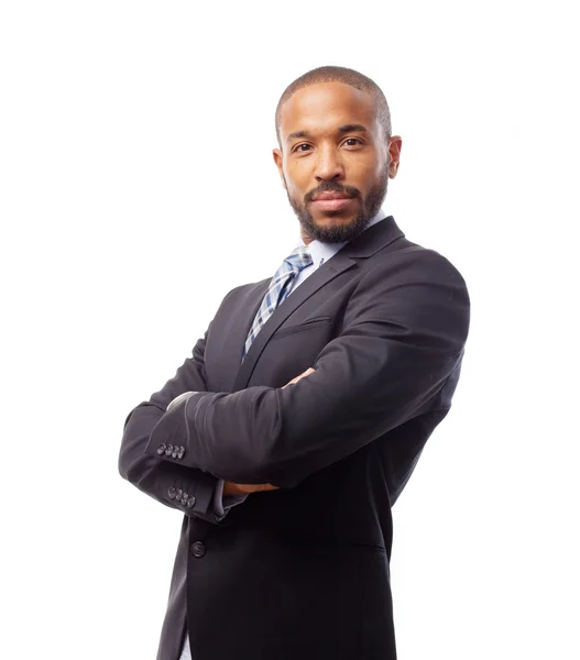 Young cool black man satisfied pose — Stock Photo, Image