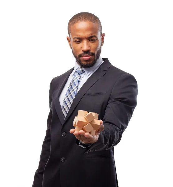 Joven fresco negro hombre ofreciendo un problema — Foto de Stock