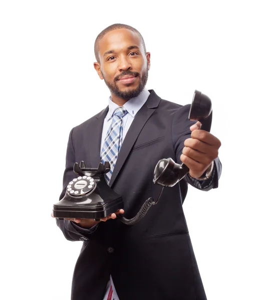 Joven fresco negro hombre ofreciendo una llamada — Foto de Stock