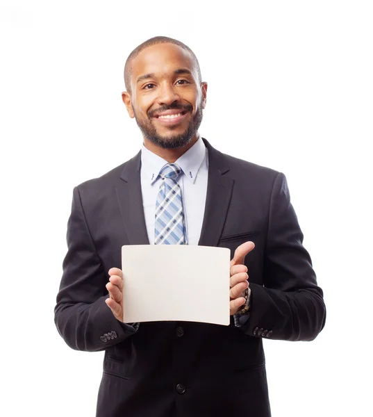 Young cool black man with a placard — Stock Photo, Image