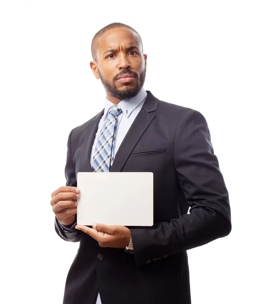 Young cool black man with a placard — Stock Photo, Image