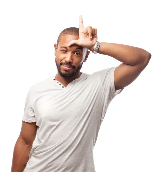 Young cool black man loser sign — Stock Photo, Image