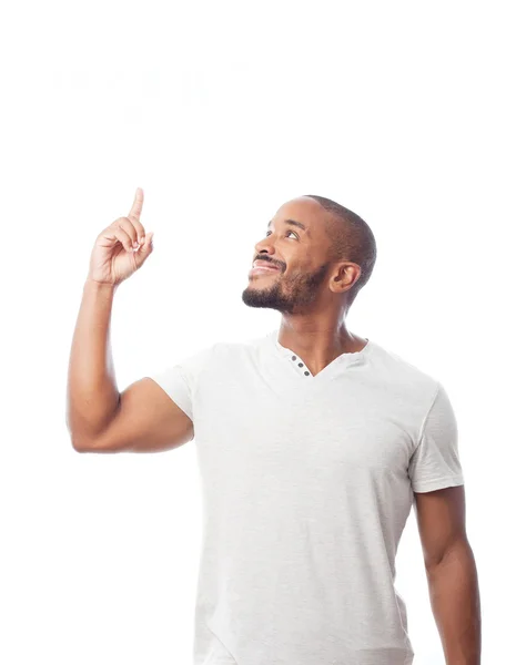 Young cool black man pointing up — Stock Photo, Image