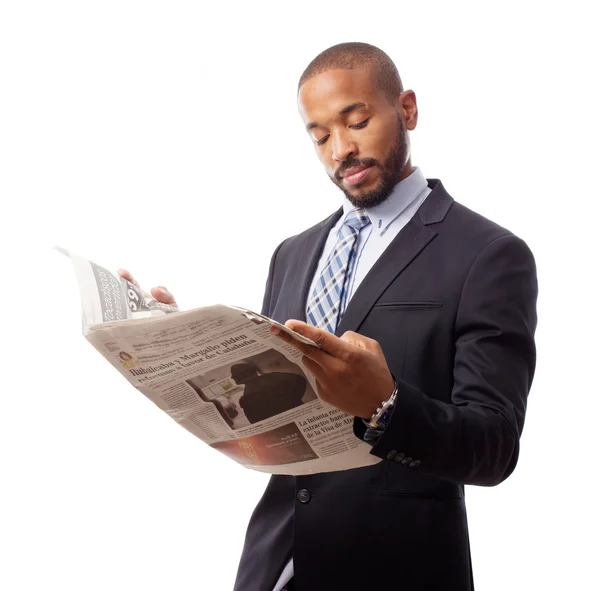 Joven fresco negro hombre leyendo noticias —  Fotos de Stock