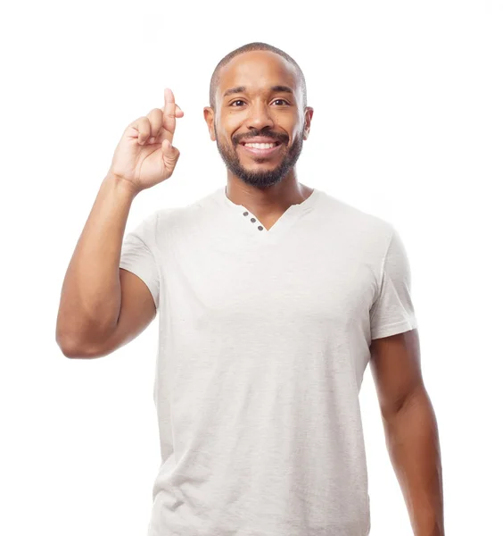Jonge cool zwarte man vinger kruising — Stockfoto