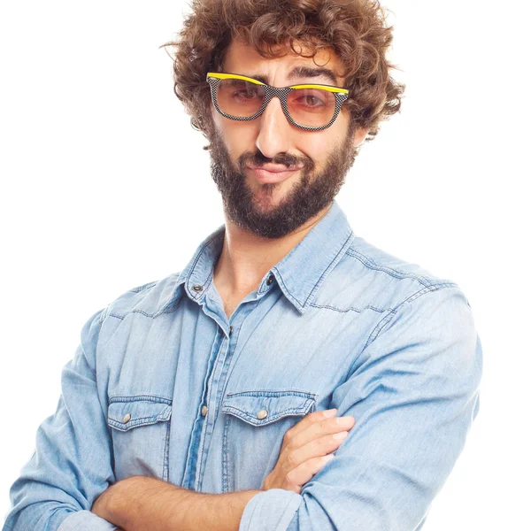 Young crazy man with sun glasses — Stock Photo, Image