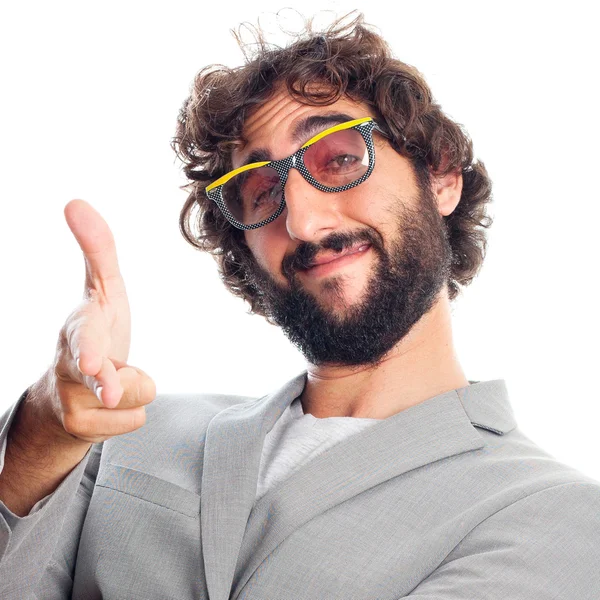 Young crazy man in glasses — Stock Photo, Image