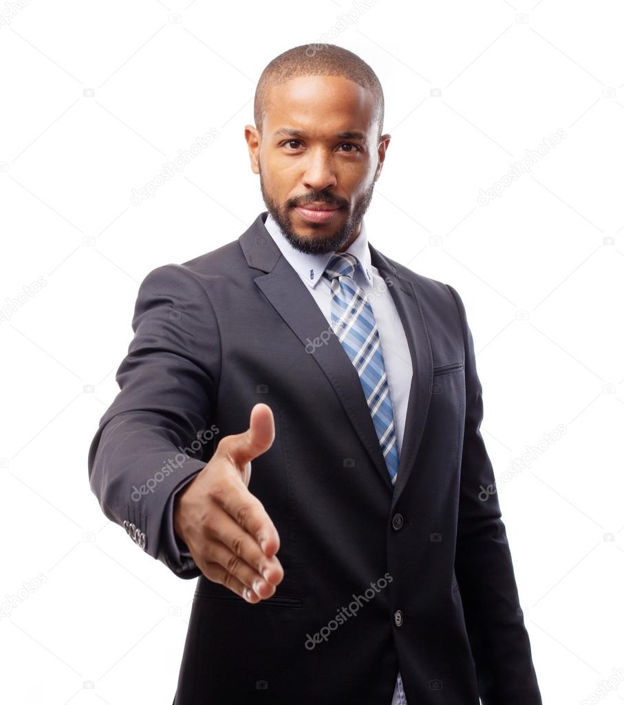 Young cool black man confidence shake hands