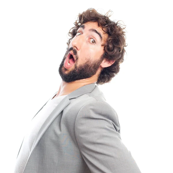 Young crazy man with back pain — Stock Photo, Image