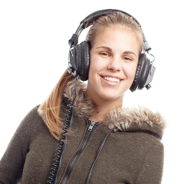 Young cool woman with headphones — Stock Photo, Image