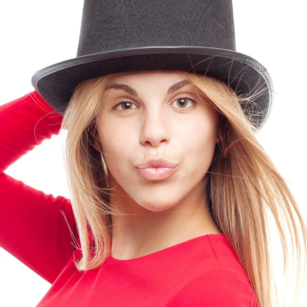 Joven cool mujer con sombrero — Foto de Stock