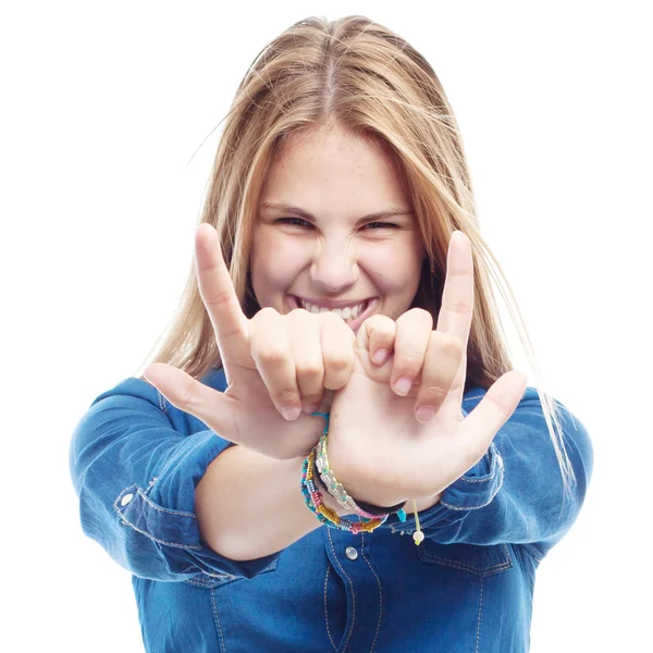 Joven cool mujer en desacuerdo pose —  Fotos de Stock