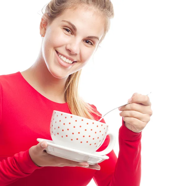 Young cool woman having breakfast — Stock Photo, Image