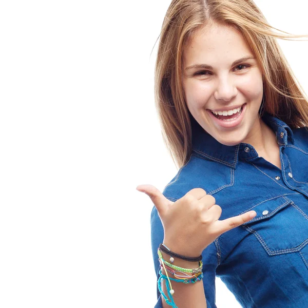 Young cool woman prud pose — Stock Photo, Image