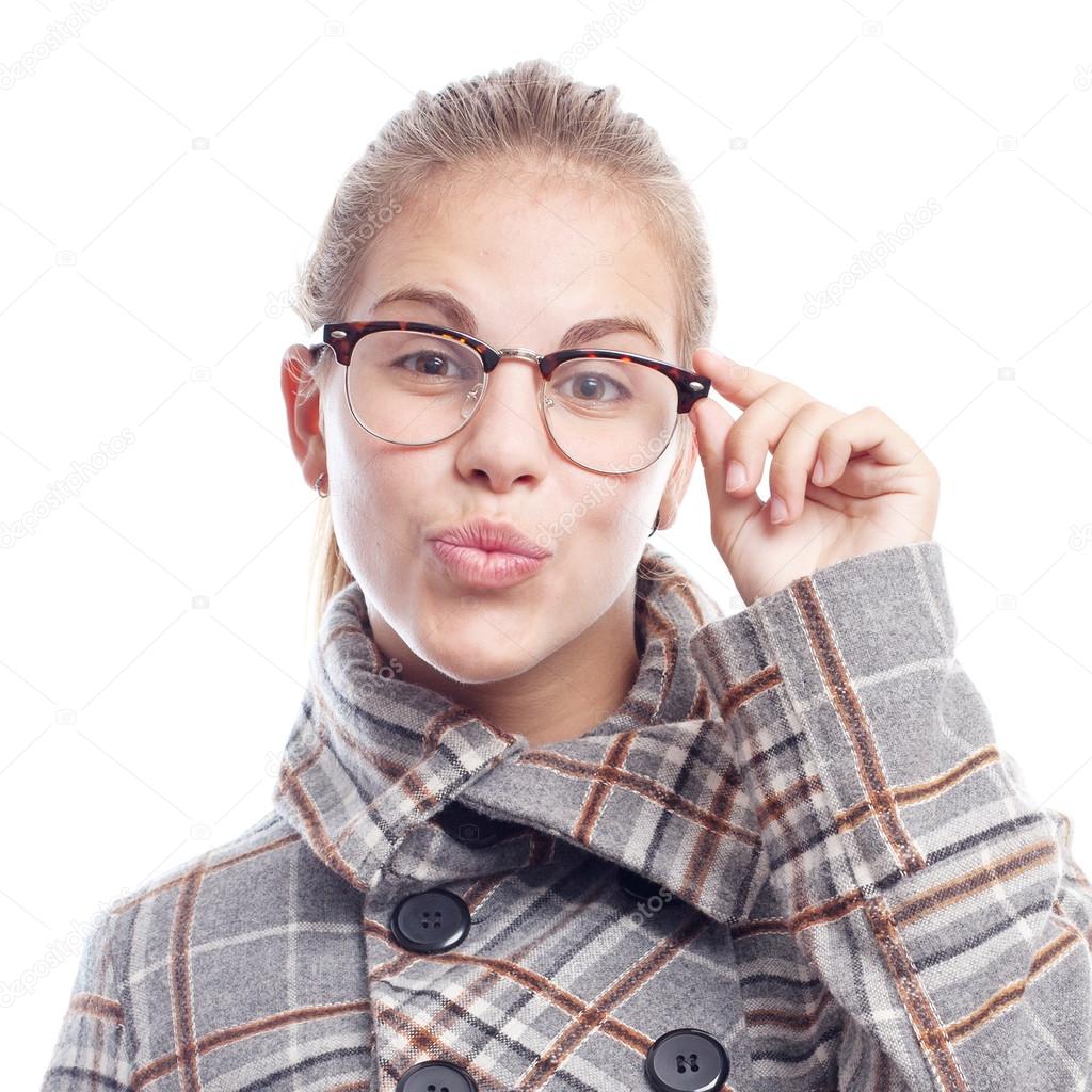 Young cool woman with glasses
