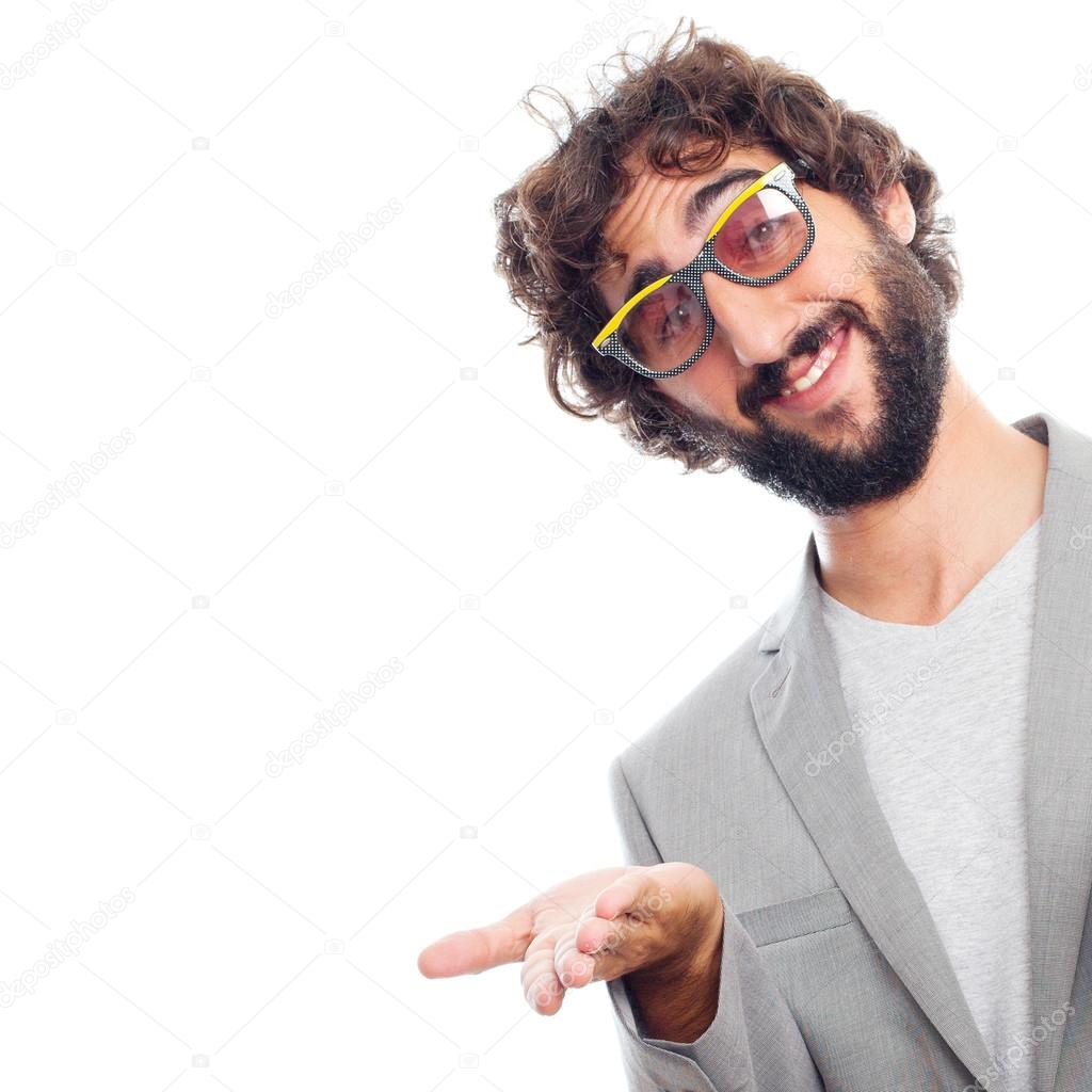 Young crazy man with sun glasses