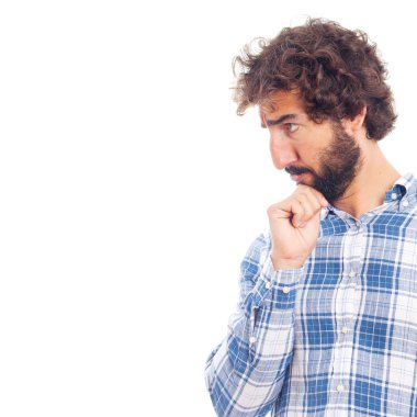 genç adam arıyor ve düşünme