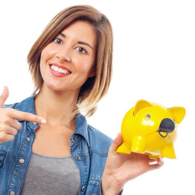 genç güzel kadın tasarruf kavramı