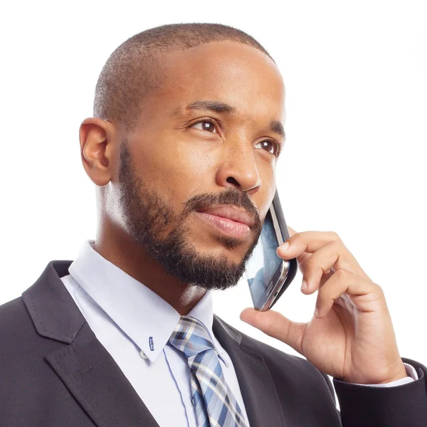 Jeune homme noir cool parlant au téléphone — Photo