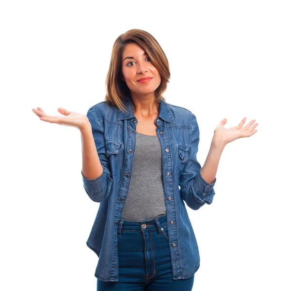 Young cool woman confused — Stock Photo, Image