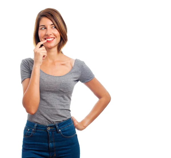 Young cool woman thinking — Stock Photo, Image