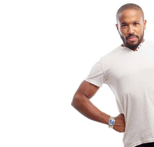 Young cool black man strong sign — Stock Photo, Image