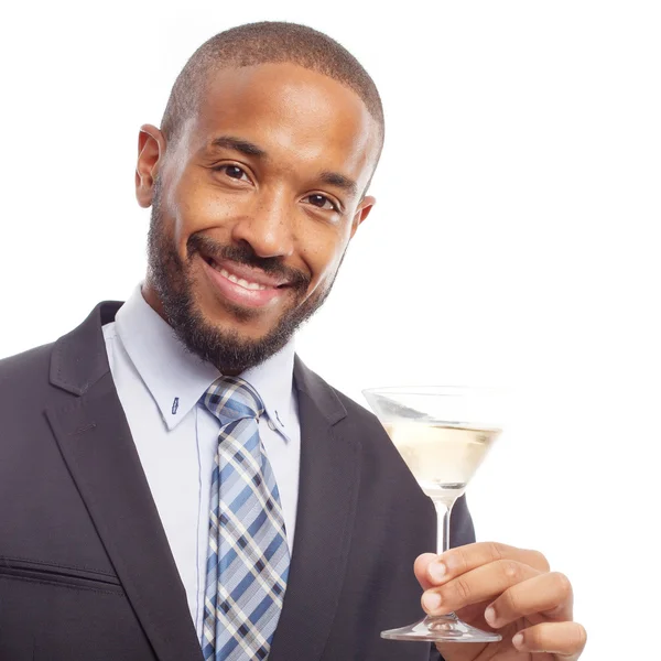 Young cool black man with drink cup — Stock Photo, Image