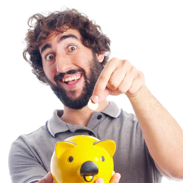 Young crazy man savings concept — Stock Photo, Image
