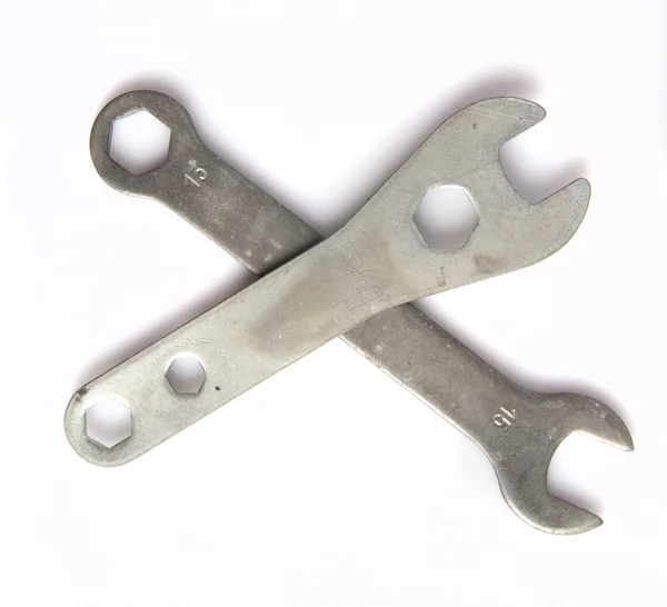 Closeup silver wrench — Stock Photo, Image