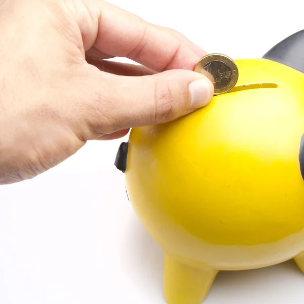 Piggy bank with a hand — Stock Photo, Image