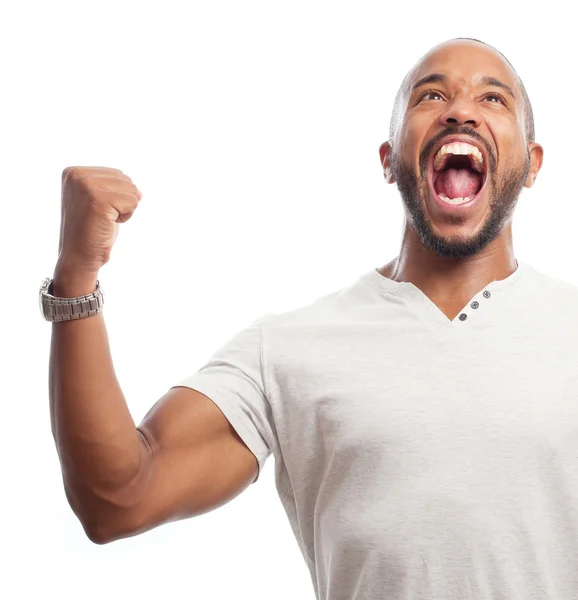 Genç serin siyah adam işareti kutluyor — Stok fotoğraf