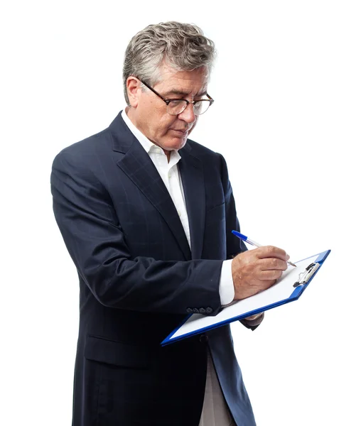 Senior cool man with a test — Stock Photo, Image