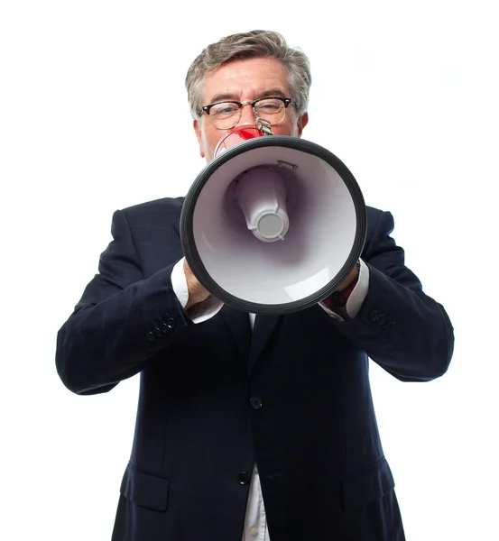 Senior coole man schreeuwt — Stockfoto