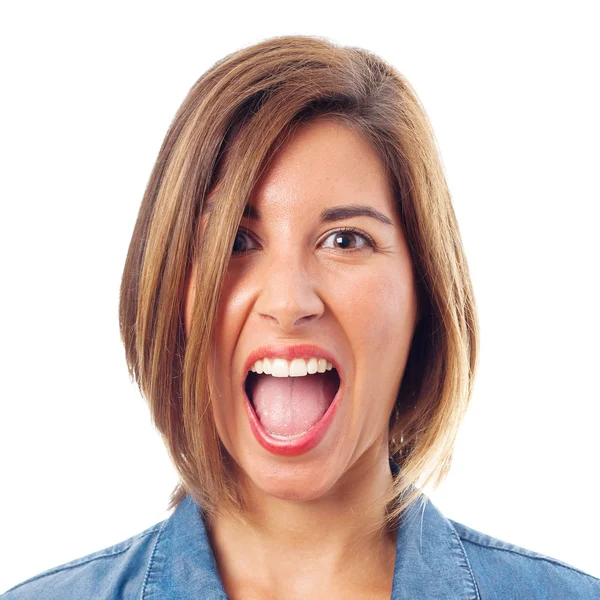 Jovem mulher legal gritando — Fotografia de Stock