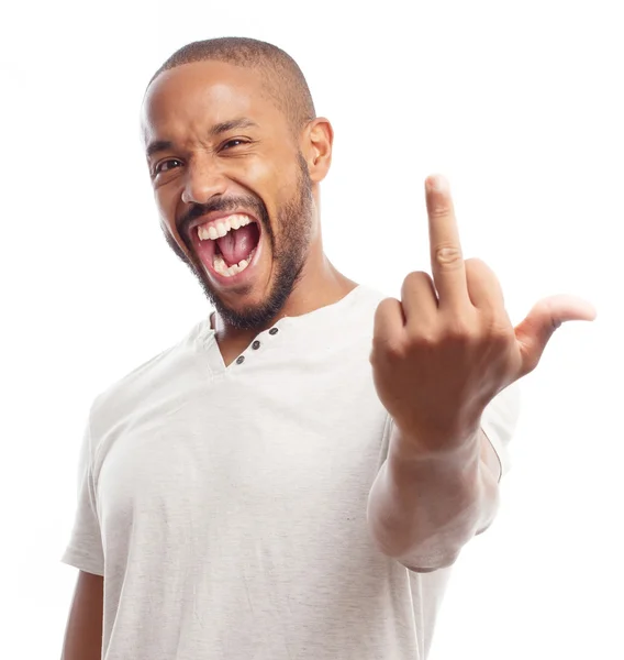 Young cool black man disagree sign — Stock Photo, Image