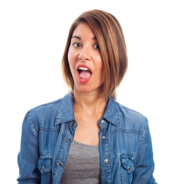 Genç güzel kadın açık ağız