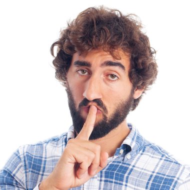 genç adam sessizlik jest