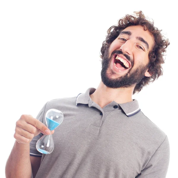 Young crazy man with a timer — Stock Photo, Image