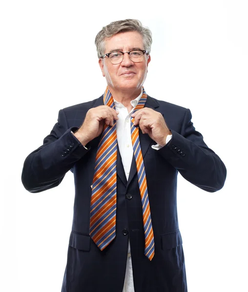 Senior cool man dengan dasi — Stok Foto