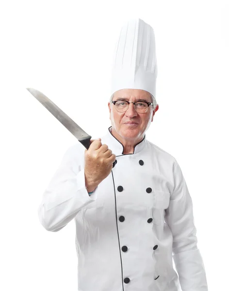 ナイフを持ったシニアのクールな男 — ストック写真