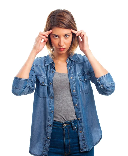 Young cool woman concentrated — Stock Photo, Image