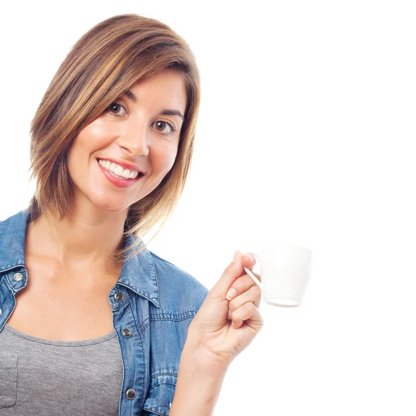 Joven cool mujer tomando un café — Foto de Stock