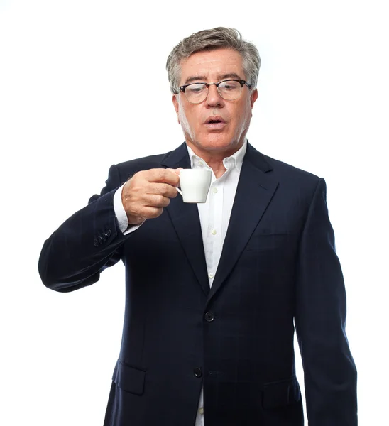 Senior cool man mit einem Kaffee — Stockfoto