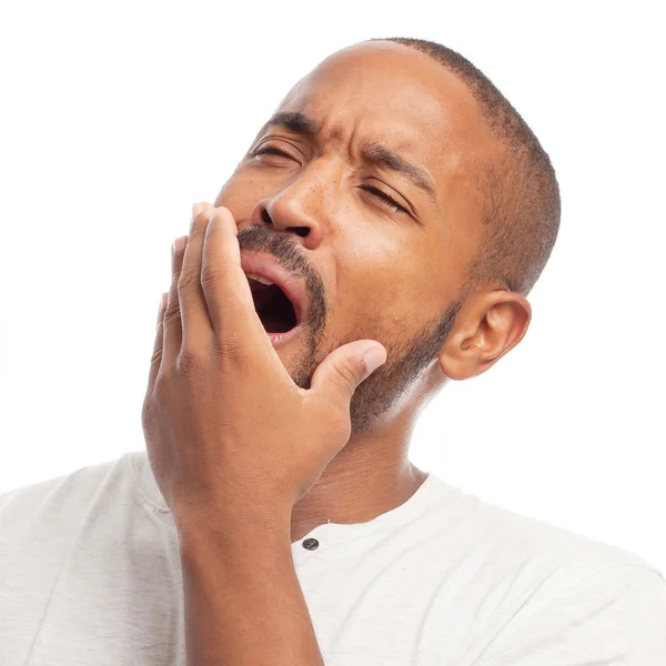 Jovem legal preto homem bocejando — Fotografia de Stock